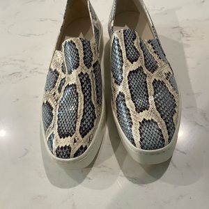 Vince Saxon 2 Blue Cream Snakeskin leather slip on platform sneakers.Like new.